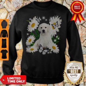 Top White Labrador Daisy Flower Classic T-Sweatshirt