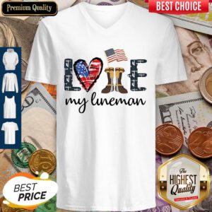 Beautiful Love My Lineman America V-neck
