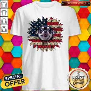 Cute Chihuahua Dog Sunflower American Flag Shirt