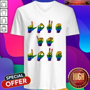 Cute Love Is Love LGBT Sign Language V-neck