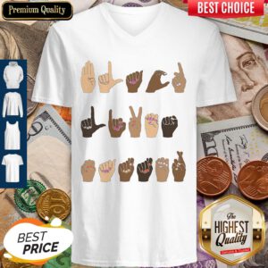 Cute Sign Language Black Lives Matter V-neck