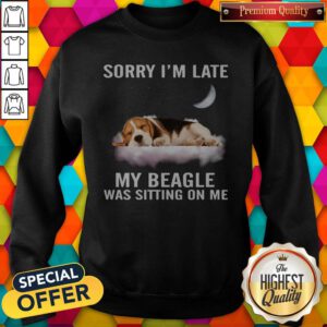 Funny Sorry I’m Late My Beagle Was Sitting On Me Sweatshirt
