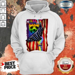 Hot LGBT American Flag Back Human Skull Hoodie