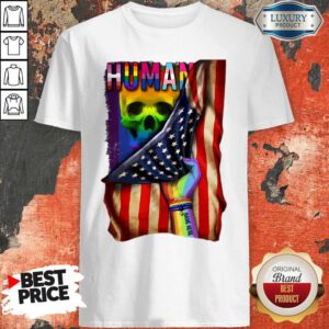 Hot LGBT American Flag Back Human Skull Shirt