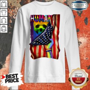 Hot LGBT American Flag Back Human Skull Sweatshirt