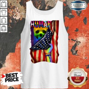 Hot LGBT American Flag Back Human Skull Tank Top