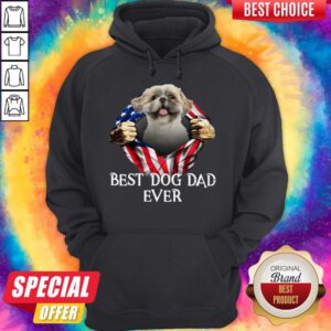 Official Blood Inside Me Shih Tzu Dog American Flag Best Dog Dad Ever Hoodie