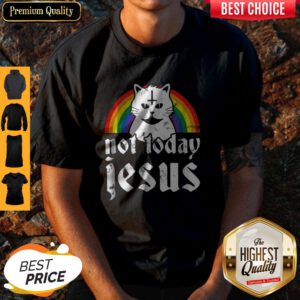 Pro Not Today Jesus Rainbow Satanic Cat Gothic Gift Idea Shirt