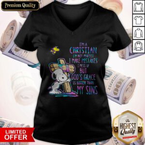 Pro Snoopy And Woodstock I'm Christian I'm Not Perfect I Make Mistakes V-neck
