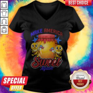 Top Bee Make America Sweet Again 4th Of July American Flag V-neck