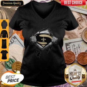 Top Blood Inside Me Superman New Orleans Saints V-neck