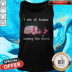 Top Camping Flamingos I Am At Home Among The Trees Tank Top
