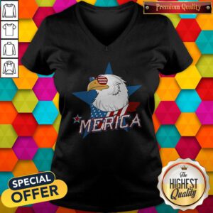 Beautiful Eagle Merica American Flag V-neck