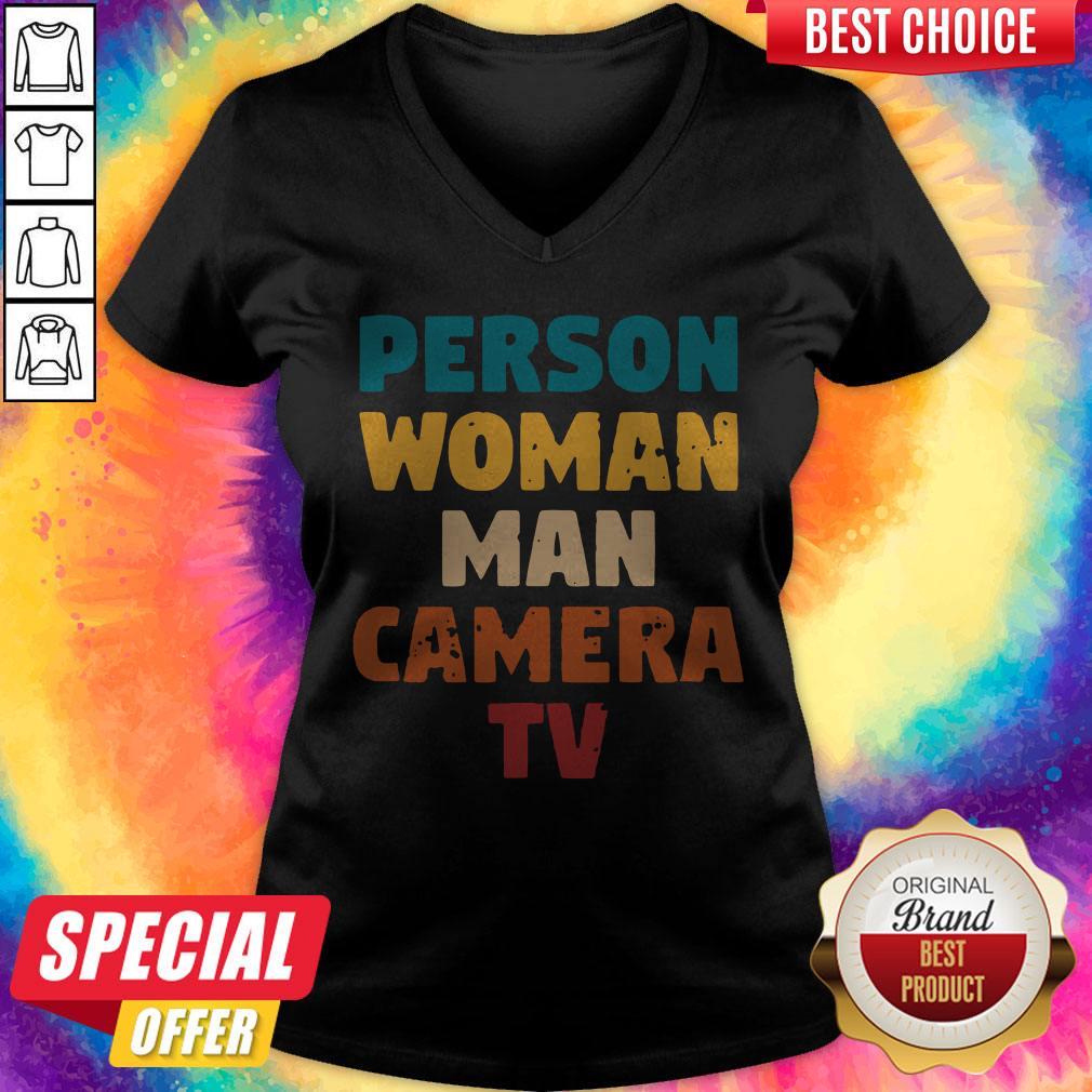 Cool Vintage Person Woman Man Camera TV V-neck Cool Vintage Person Woman Man Camera TV V-neck