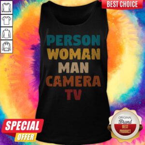 Cool Vintage Person Woman Man Camera TV Tank Top