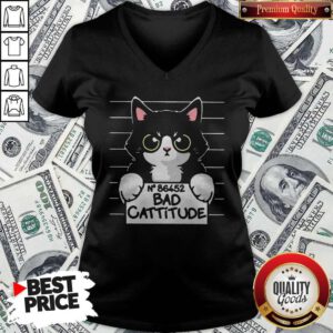 Funny I Want No 86452 Bad Cattitude V-neck