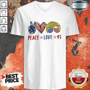 Funny Peace Love 45 Donald Trump V-neck