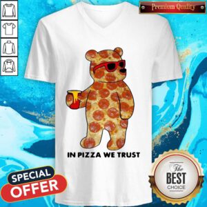 Funny Pizza Bear In Pizza We Trust 2020 V-neck