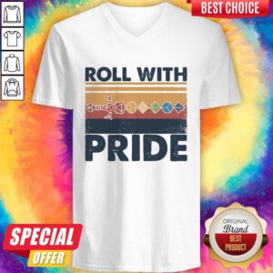 Funny Roll With Pride Rolling Dice Sword Vintage V-neck