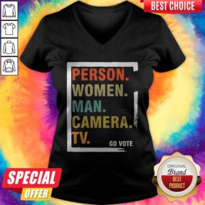 Good Person Woman Man Camera TV Go Vote V-neck