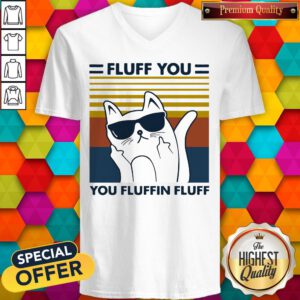 Hot Cat Glasses Fluff You You Fluffin Fluff Vintage V-neck