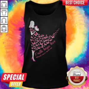 Lovely Faith Hope Love Breast Cancer Awareness Butterfly Tank Top