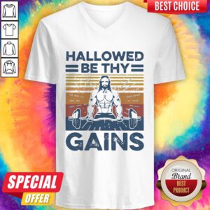 Lovely Jesus Hallowed Be Thy Gains Vintage V-neck