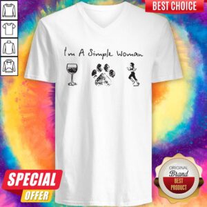 Never I’m A Simple Woman Wine Dog Paw And Running V-neck