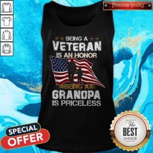 Nice Being A Veteran Is An Honor Being A Grandpa Is Priceless American Flag Tank Top