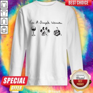 Nice I’m A Simple Woman Wine Dog Paw And Crochet Sweatshirt