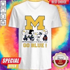Nice Peanuts Michigan Wolverines Go Blue V-neck