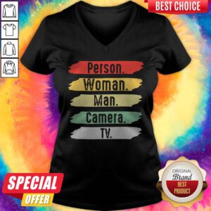Nice US Person Woman Man Camera TV Funny Trump V-neck