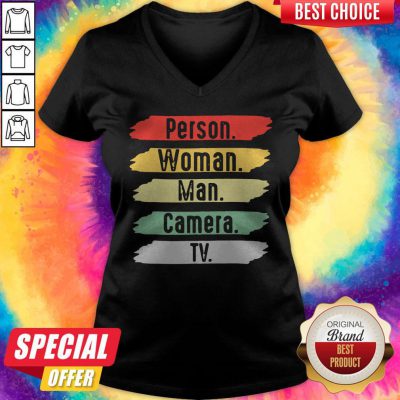 Nice US Person Woman Man Camera TV Funny Trump V-neck