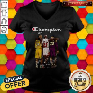 Official Champion Lebron James Kobe Bryant And Michael Jordan Signatures V-neck