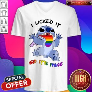 Premium LGBT Stitch I Licked It So It's Mine V-neck