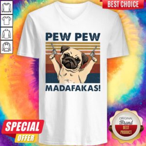 Premium Pug Pew Pew Madafakas Vintage V-neck