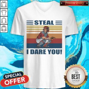 Pretty Baseball Steal I Dare You Vintage Retro V-neck