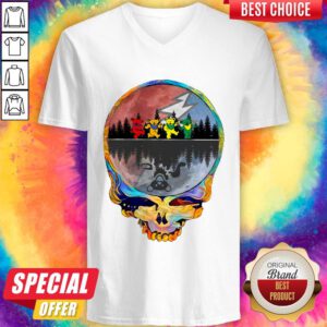 Pretty Grateful Dead Bear Skull Tee Halloween V-neck