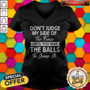 Pro Don't Judge My Side Of The Fence Until You Have The Balls To Jump It V-neck