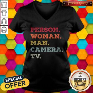 Pro Trump Person Woman Man Camera TV Tee Donald Trump’s Crazy Cognitive Test Word Association V-neck