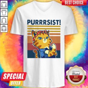 Sweet Cat Purrsist Vintage And Bland V-neck