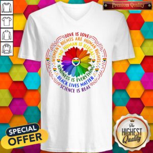 Top Black Lives Matter Science Love Is Love LGBT Pride Flower V-neck