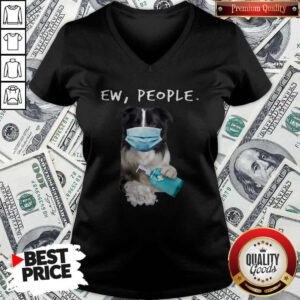 Top Border Collie Ew People Face Mask Wash Your Hands V-neck