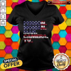 Top Person Woman Man Camera TV Tee Donald Trump’s T Shirt Crazy Cognitive Test Word Association V-neck