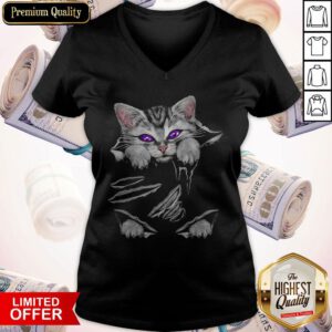 Wonderful Cat Scratch Torn Stranded V-neck