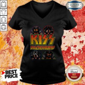 Beautiful Kiss Band Dachshund Dogs V-neck