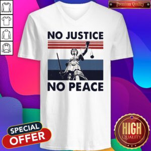 Beautiful No Justice No Peace Vintage Retro V-neck