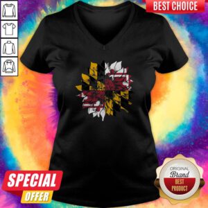 Beautiful Sunflower Maryland Flag V-neck