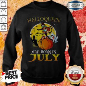 Cool Halloqueen Are Born In July Ghost Witch Mask Sweatshirt