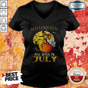 Cool Halloqueen Are Born In July Ghost Witch Mask V-neck